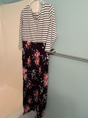 Maxi dress with striped top and floral skirt